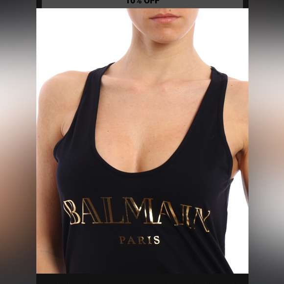 Balmain black muscle tank top athletic t-shirt - Picture 2 of 7
